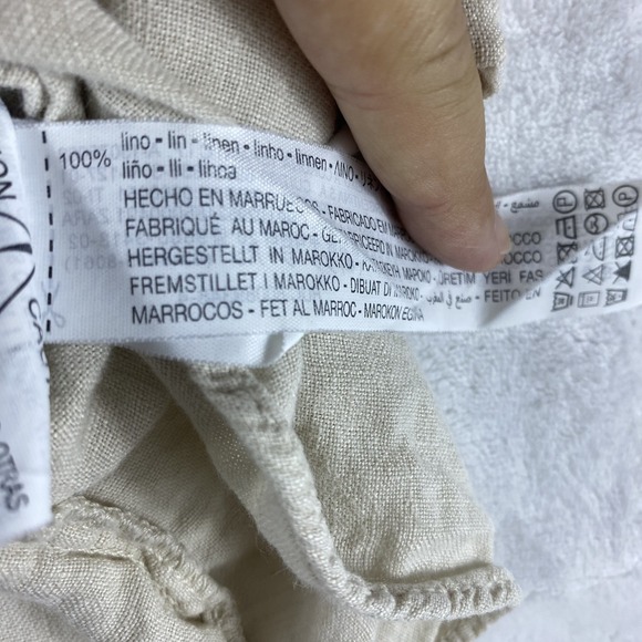 2/$30 Zara Blouse Top Shirt Sz XS Beige 100% Linen Boxy Coastal Lagenlook - Picture 5 of 10